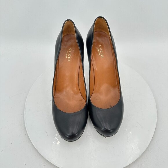 Gucci Women Size EU 38.5 US 8.5 Black Leather Platform Pump Heel Shoes - Picture 4 of 12